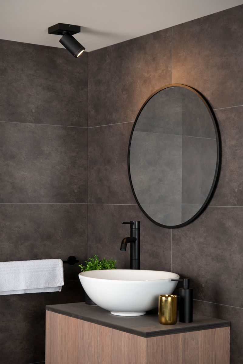 Lucide TAYLOR - Stropné bodové svietidlo Kúpeľňa - LED Dim to warm - GU10 - 1x5W 2200K/3000K - IP44 - Black